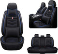 MVRVMV Seat Covers for Ford Escape 2005-2026, Waterproof Leather Auto Seat Cover with 2* Neck Pillow and 2* Lumbar Support (5 Seat Luxury,Black-Blue)
