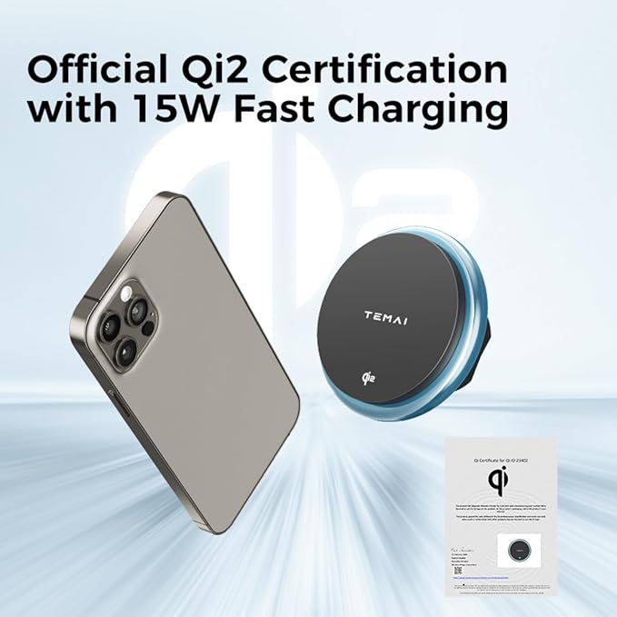 for Tesla Phone Mount Model 3 Highland 2024 & 2025, 15W Qi2 Wireless Charger Strong Magnetic Phone Holder for All 4-6.9'' Smartphones, Base Airvent Adjustable, Anti-Slip Mount