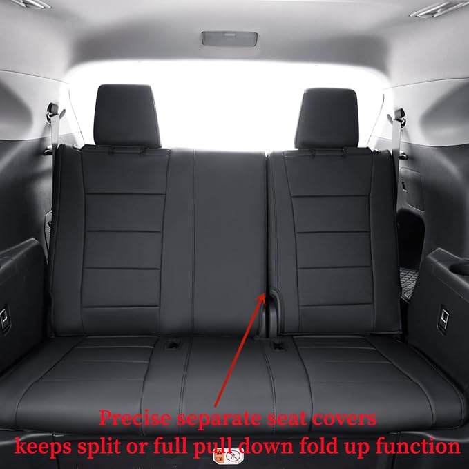 coverdream Highlander Leather Seat Covers Full Set for 2020-2026 Toyota Highlander SUV Seat Cushion,2nd-Row 40/60 Split Bench Seats,Fully Covered,Luxury Waterproof Car Seat Protector (Black)