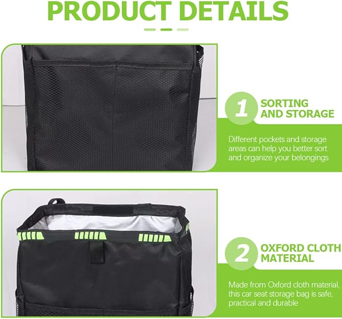 Waterproof Car Seat Back Organizer Large Capacity Hanging Storage Bag with Trash Bin and Cup Holder for Backseat Passenger Car Interior Accessories