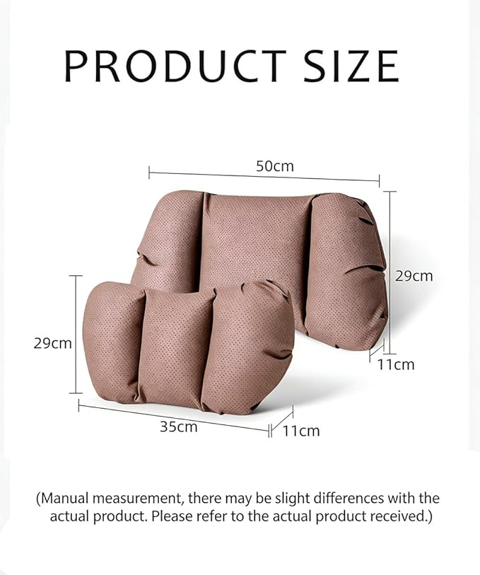 Car Neck Pillow & Lumbar Support for Lincoln Aviator 2020-2024 Ergonomic Breathable Mesh Auto Seat Back Cushion Headrest,Brown-Neck & Lumbar Set