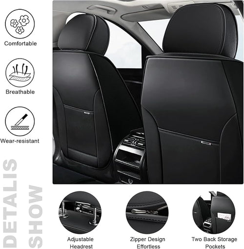AREKA 2 Seat Covers for Honda Civic 2002-2026 Breathable Car Seat Covers,Anti-Slip Waterproof Car Seat Protectors with Airbag,Automotive Vehicle Cushion with Storage Pockets (Standard,Brown)