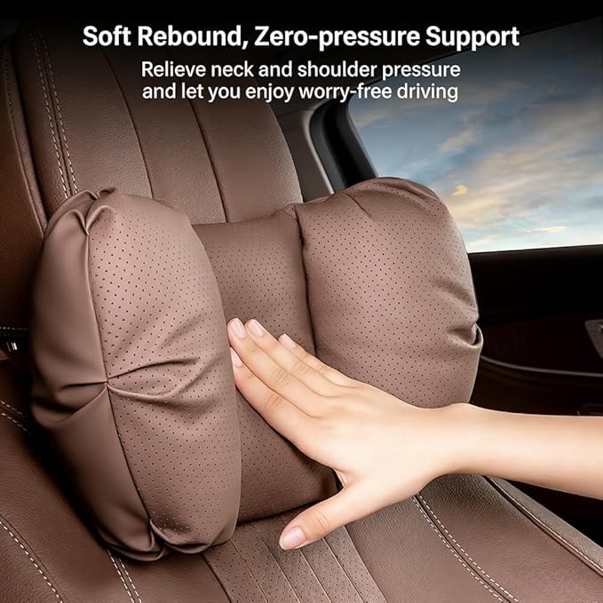 Car Neck Pillow & Lumbar Support for Lincoln Aviator 2020-2024 Ergonomic Breathable Mesh Auto Seat Back Cushion Headrest,Brown-Lumbar Support