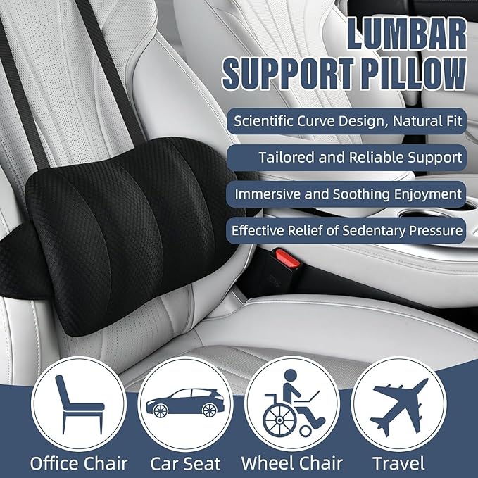 1 Piece Automotive Seat Lumbar Support Pillow for Jeep Grand Cherokee 2011-2026, Driving Lower Back Cushion Ergonomic Orthopedic Posture Rest