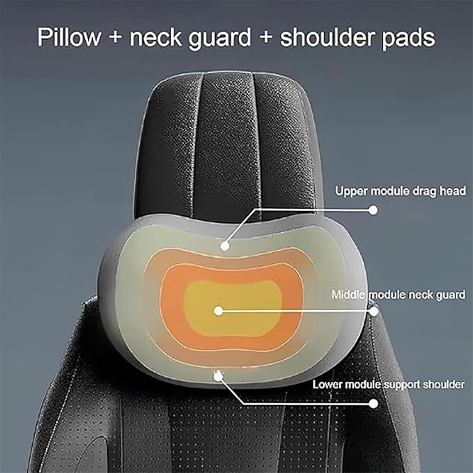 Car Headrest & Lumbar Support Cushion for Honda CRV 2023 2024 2025, Ergonomic Car Seat Headrest Memory Foam Neck and Back Pillow Kit Breathable Removable for Driving Fatigue Relief,A/Black