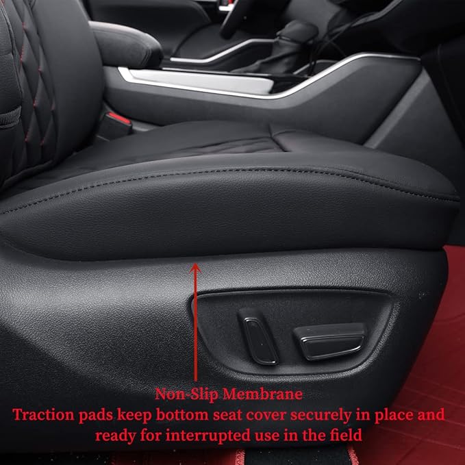 coverdream Custom Seat Covers Compatible with Select Toyota Highlander 2014 2015 2016 2017 2018 2019,Three Row,Second Row Captain Chair - Leatherette (Red/Black,Full Set)