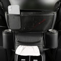 Car Pocket Handbag Holder - Leather Seat Back Organizer Barrier for Backseat Pet & Kids (Black with Tissue Box)