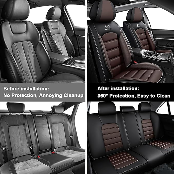 AREKA 5 Seat Covers for Honda Accord 2003-2026 Breathable Car Seat Covers,Anti-Slip Waterproof Car Seat Protectors with Airbag,Automotive Vehicle Cushion with Storage Pockets (Standard,Brown)