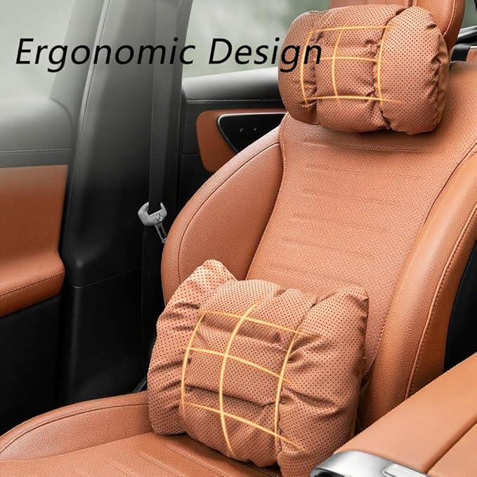 Neck Pillow Automotive Seat Cushions for Mercedes Benz GLS/AMG X167 X166 SUV 2015-2025, Relieving Neck Stiffness Sciatica Relief Car Headrest Lumbar Pillow,White