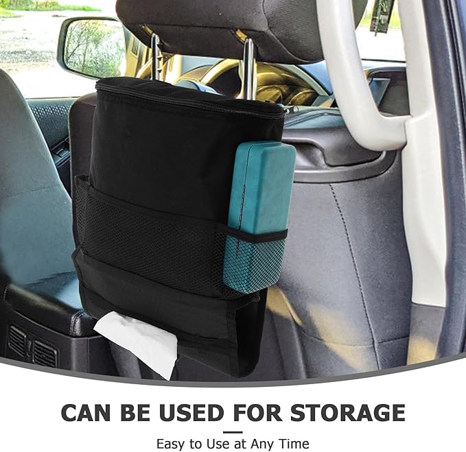 Car Seat Back Organizer with Insulated Cooler Bag and Storage Compartments, Hanging Multi-Functional Seat Back Storage for Travel and Backseat Organization