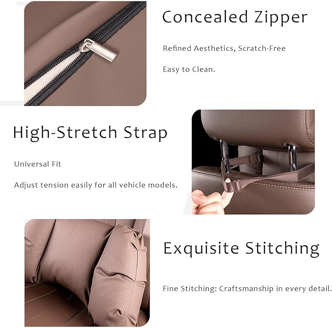 Car Neck Pillow & Lumbar Support for Lincoln Aviator 2020-2024 Ergonomic Breathable Mesh Auto Seat Back Cushion Headrest,Black-Neck Pillow