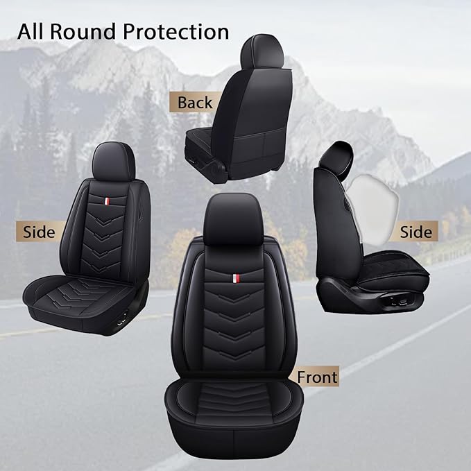 MVRVMV 5-Seat Car Seat Covers for Honda Pilot 2010-2026, Waterproof Non-Slip Wear-Resistant Leather Seat Cover (5 Seat Standard, Black)