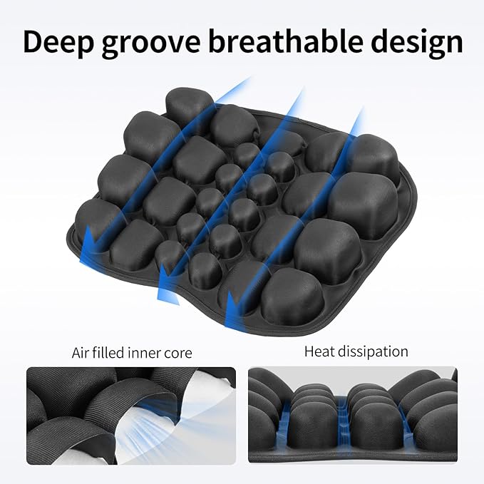 Lumbar Support Pillow for Car & Office Chair - Tailbone Pain Relief Air Seat Cushion for Driver, Wheelchair, Airplane Seat, Travel