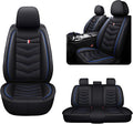 MVRVMV Seat Covers for Ford F-250 2010-2026, Waterproof Leather Auto Seat Cover (5 Seat Standard,Black-Blue)