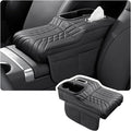 Car Armrest Storage Box for Audi Q8 2018–2025 2020 2021 2022 2023 2024, Sport-Style Center Console Organizer with Side Pocket, PU Leather Armrest Cushion, Elbow Support Pad,A Black