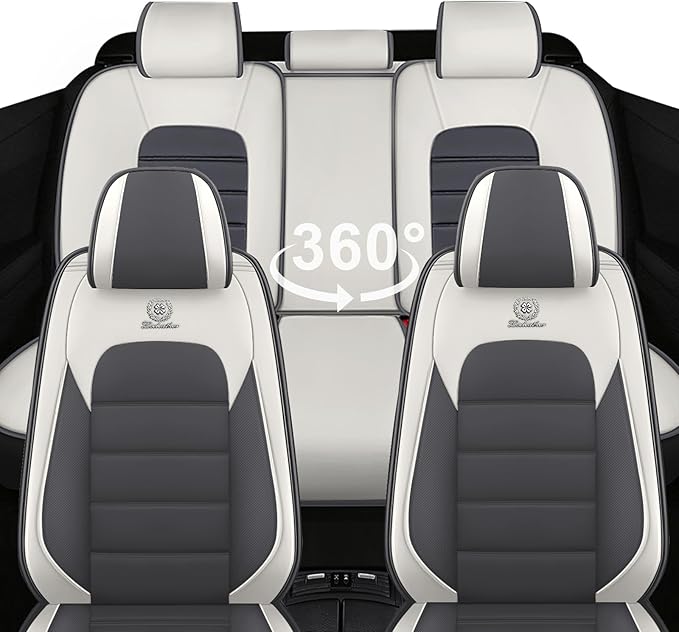 AREKA 5 Seat Covers for Honda Civic 2002-2026 Breathable Car Seat Covers,Anti-Slip Waterproof Car Seat Protectors with Airbag,Automotive Vehicle Cushion with Storage Pockets (Standard,Gray)