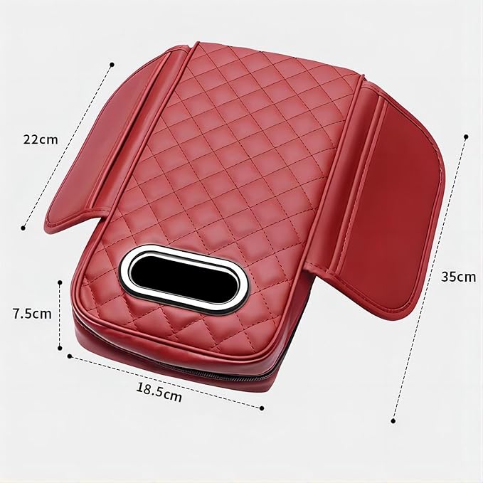 Car Armrest Pads for Hyundai Santa Fe Sport 2013 2014 2015 2016 2017 2018,Leather Center Console Covers Waterproof Anti-Slip Scratch Comfortable Automobile Protective Accessories,Black