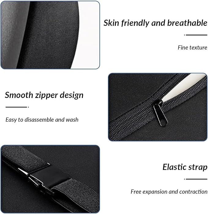 Car Headrest & Lumbar Support Cushion for Citroen DS3 C5 C3 C2 C4 C6, Ergonomic Automotive Seat Neck Pillow Lumbar Backrest Pad Neck Back Pain Relief Detachable Washable, Brown