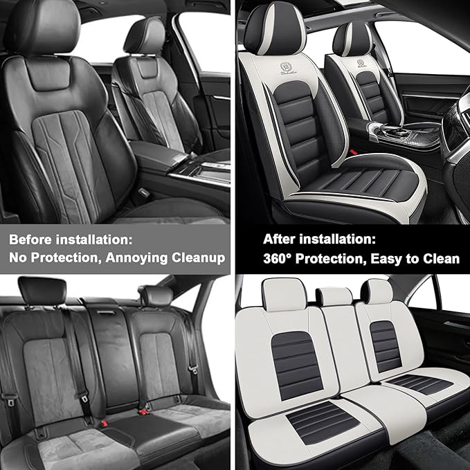 AREKA 5 Seat Covers for Honda Civic 2002-2026 Breathable Car Seat Covers,Anti-Slip Waterproof Car Seat Protectors with Airbag,Automotive Vehicle Cushion with Storage Pockets (Standard,Gray)