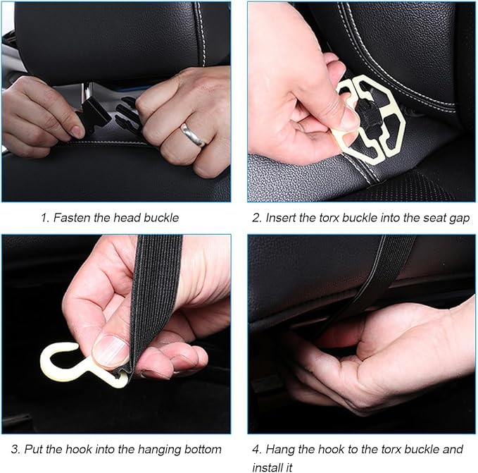 Car Seat Back Organizer, Leather Vehicle Seatback Storage Pocket with Foldable Table Tray, Multifunctional Automotive Backseat Protectors Kick Mats Accessories, Universal Fit (Wine Red)