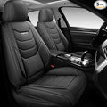 WENNFOUR Car Seat Covers Full Set, Universal Automotive Front and Rear Seat Protector Fit for Cars 5 Seats, Waterproof Breathable Leather Seat Cushion for Most Vehicles SUV Pick-up Truck, Black