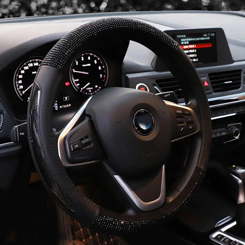 Diamond Bling Glitter Leather Steering Wheel Cover