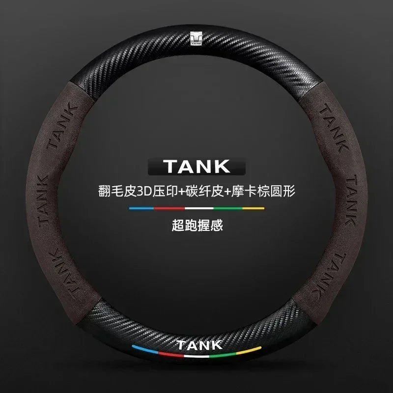 GWM Tank Suede Carbon Fiber Leather Steering Wheel Cover