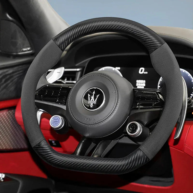Maserati Suede Carbon Fiber Leather Steering Wheel Cover