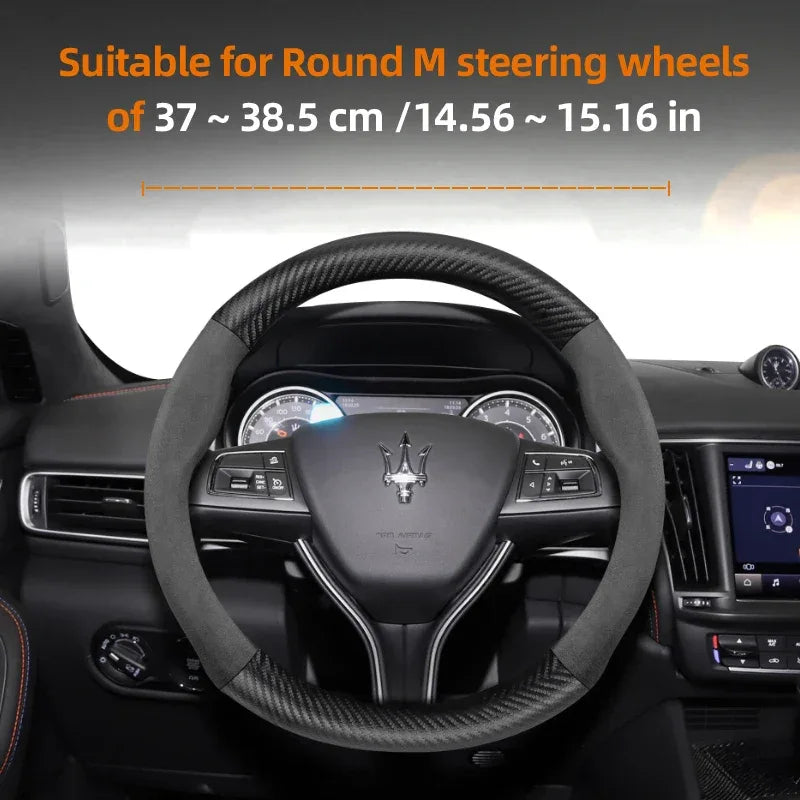 Maserati Suede Carbon Fiber Leather Steering Wheel Cover