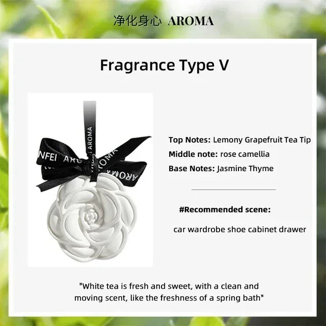White Flower Hanging Car Air Freshener Perfume