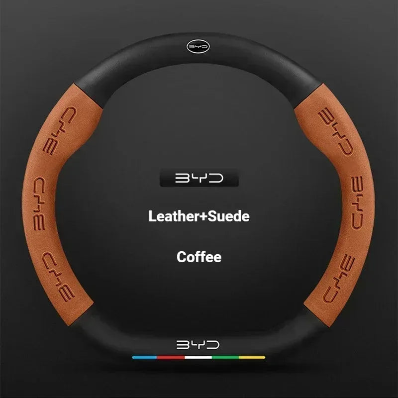 BYD Carbon Fiber Leather Steering Wheel Cover