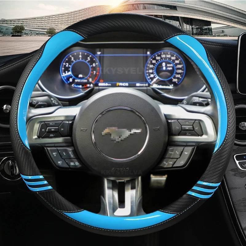 Ford Mustang Carbon Fiber Leather Steering Wheel Cover