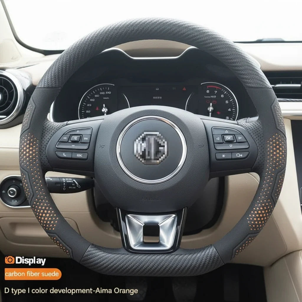 MG Carbon Fiber Suede Steering Wheel Cover