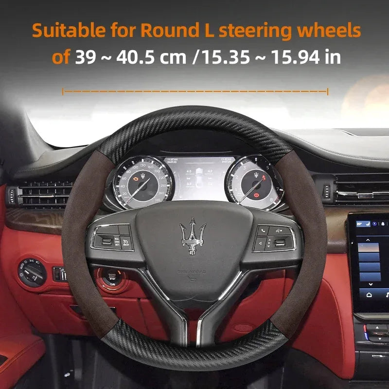 Maserati Suede Carbon Fiber Leather Steering Wheel Cover