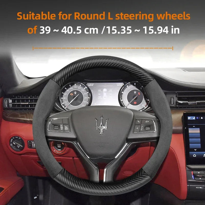 Maserati Suede Carbon Fiber Leather Steering Wheel Cover