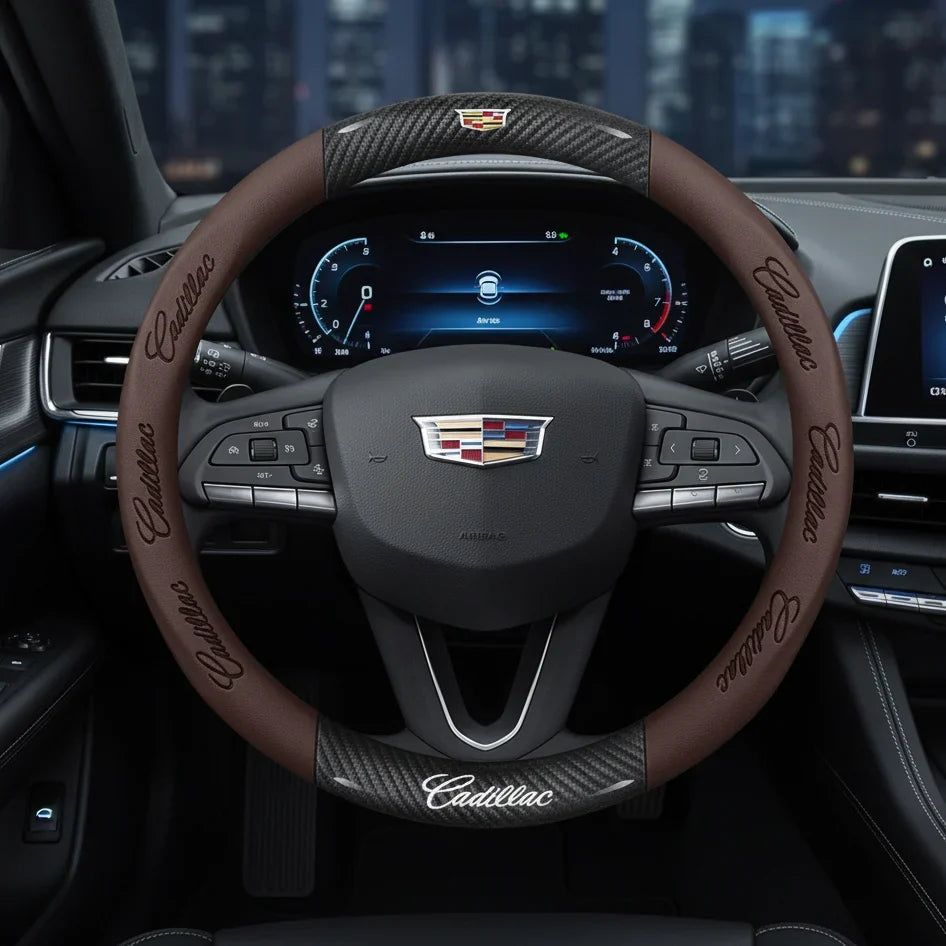 Cadillac Leather & Carbon Fiber Steering Wheel Cover