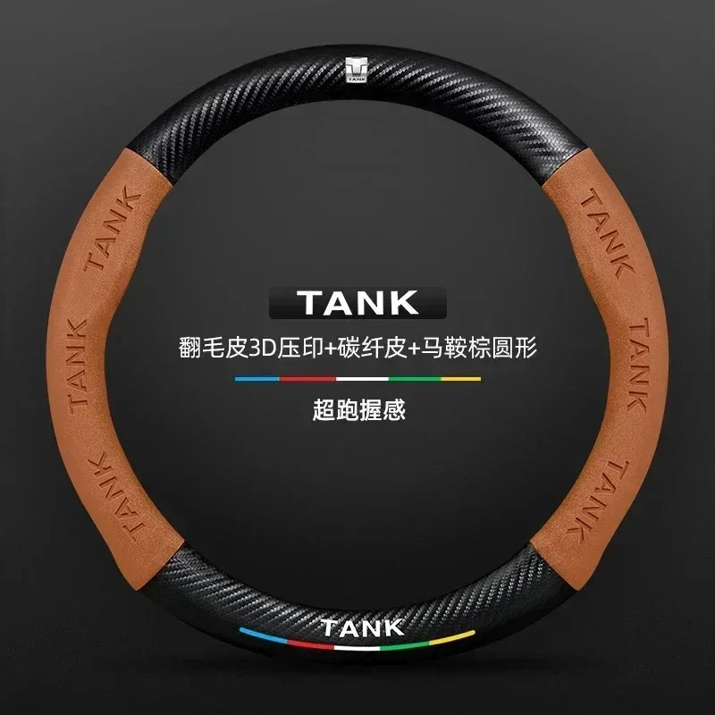GWM Tank Suede Carbon Fiber Leather Steering Wheel Cover