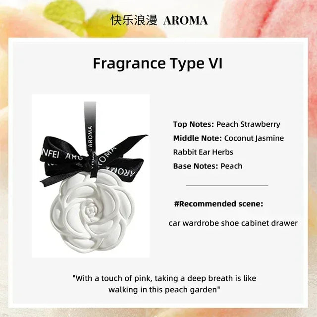 White Flower Hanging Car Air Freshener Perfume