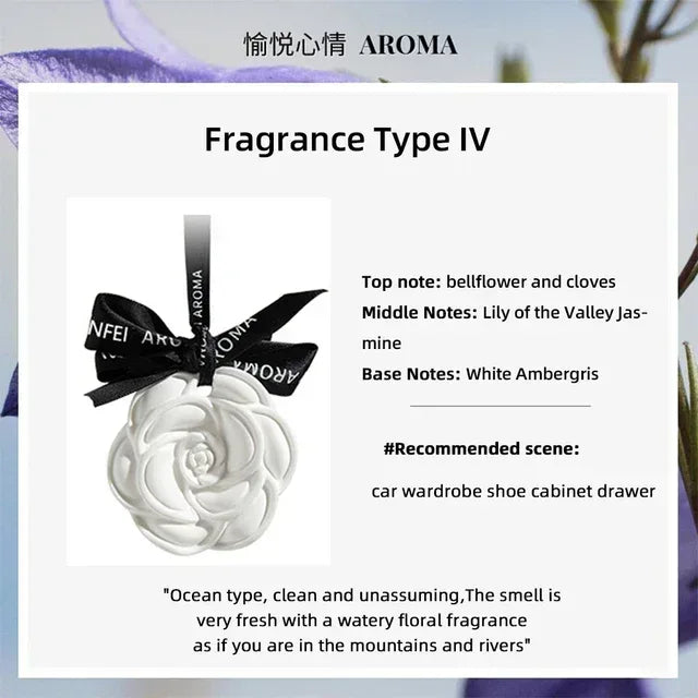 White Flower Hanging Car Air Freshener Perfume