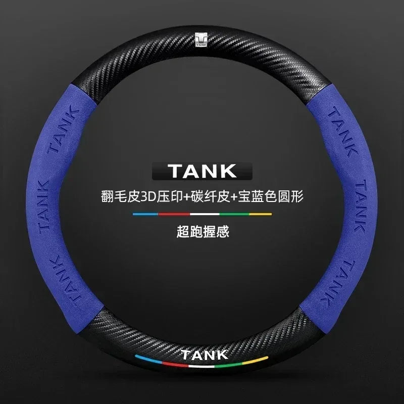 GWM Tank Suede Carbon Fiber Leather Steering Wheel Cover