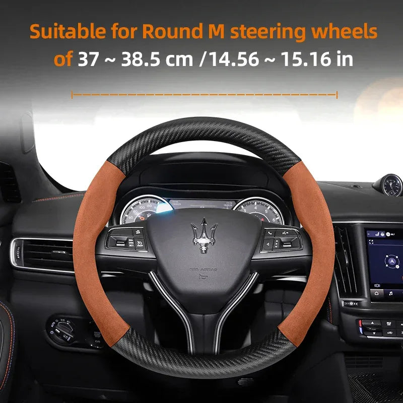 Maserati Suede Carbon Fiber Leather Steering Wheel Cover
