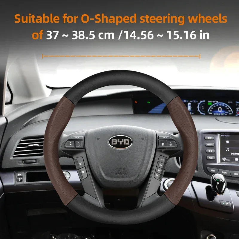 BYD Breathable Leather & Carbon Fiber Steering Wheel Cover