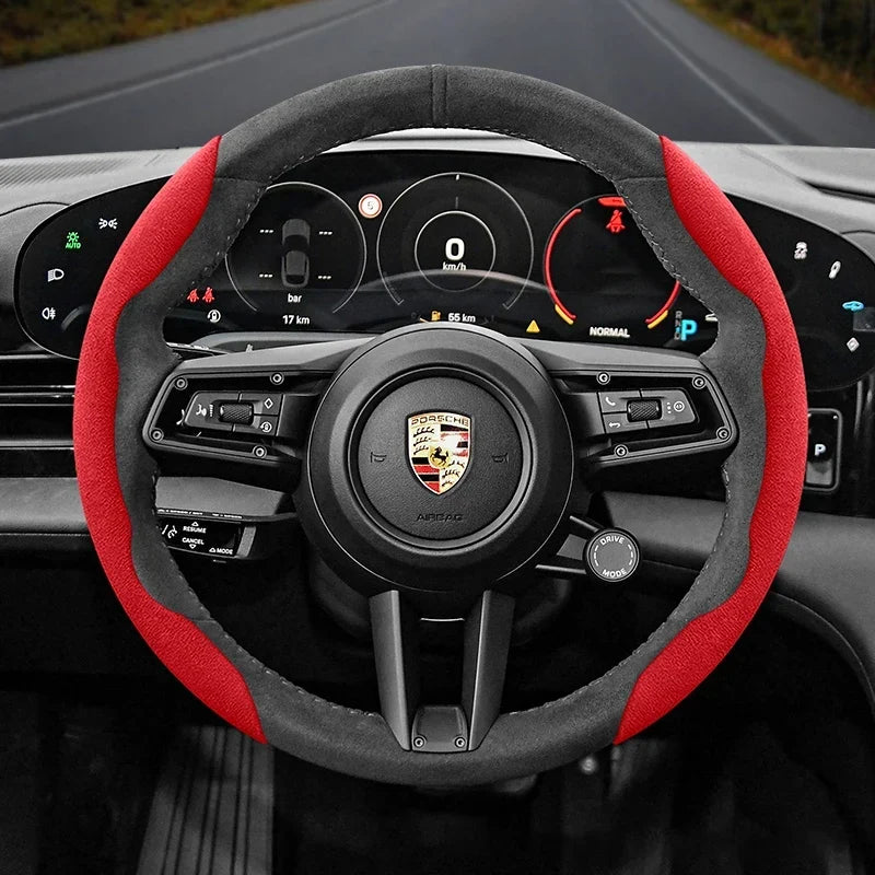 Porsche Suede Snap-On Steering Wheel Cover