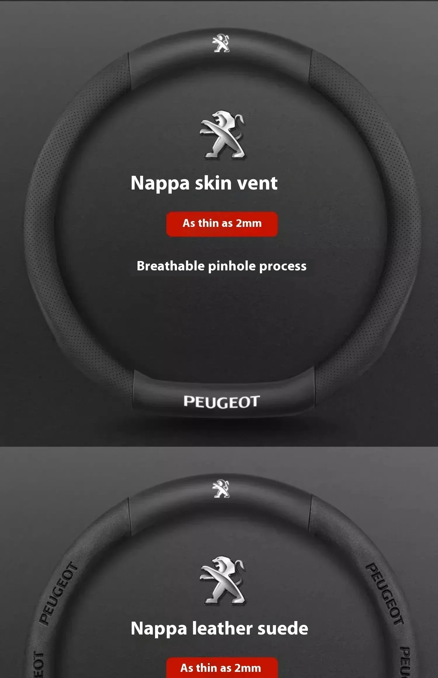 Peugeot Carbon Fiber Leather Steering Wheel Cover
