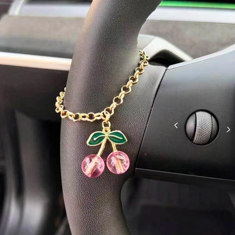 Rhinestone Cherry Chain Steering Wheel Cover Car Interior Decor
