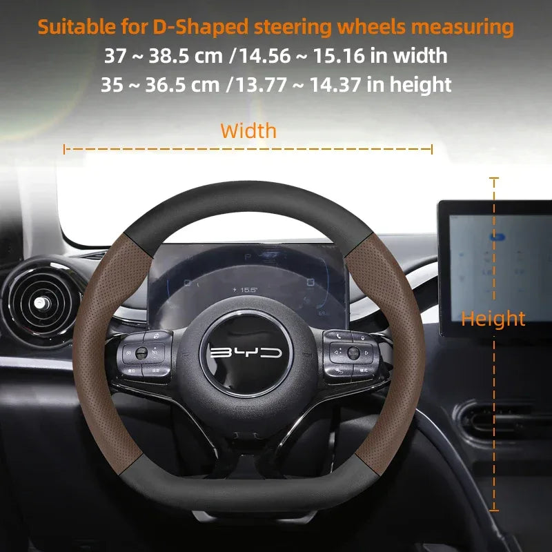 BYD Breathable Leather & Carbon Fiber Steering Wheel Cover