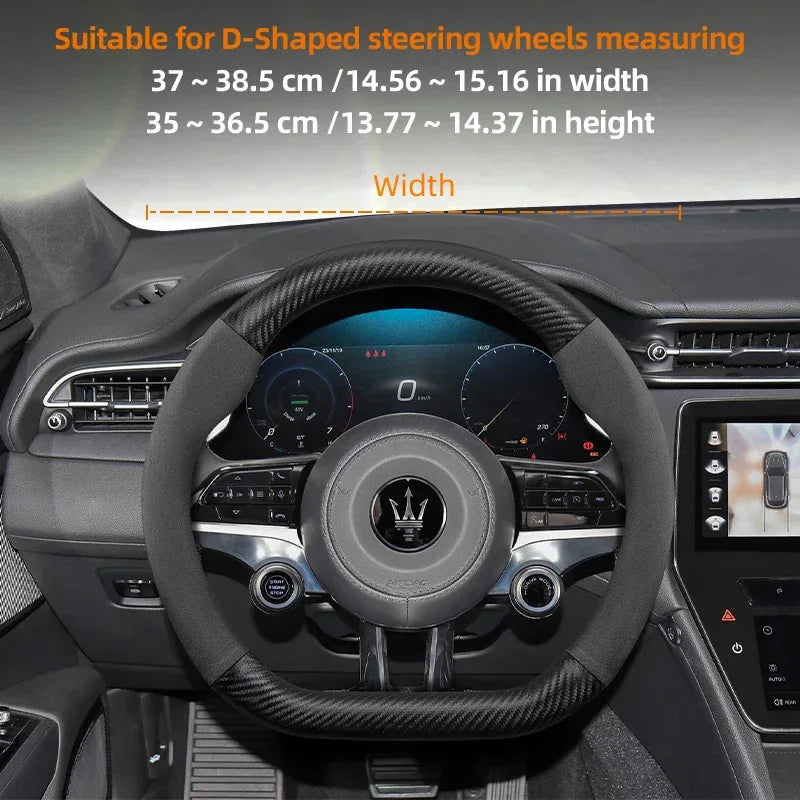 Maserati Suede Carbon Fiber Leather Steering Wheel Cover
