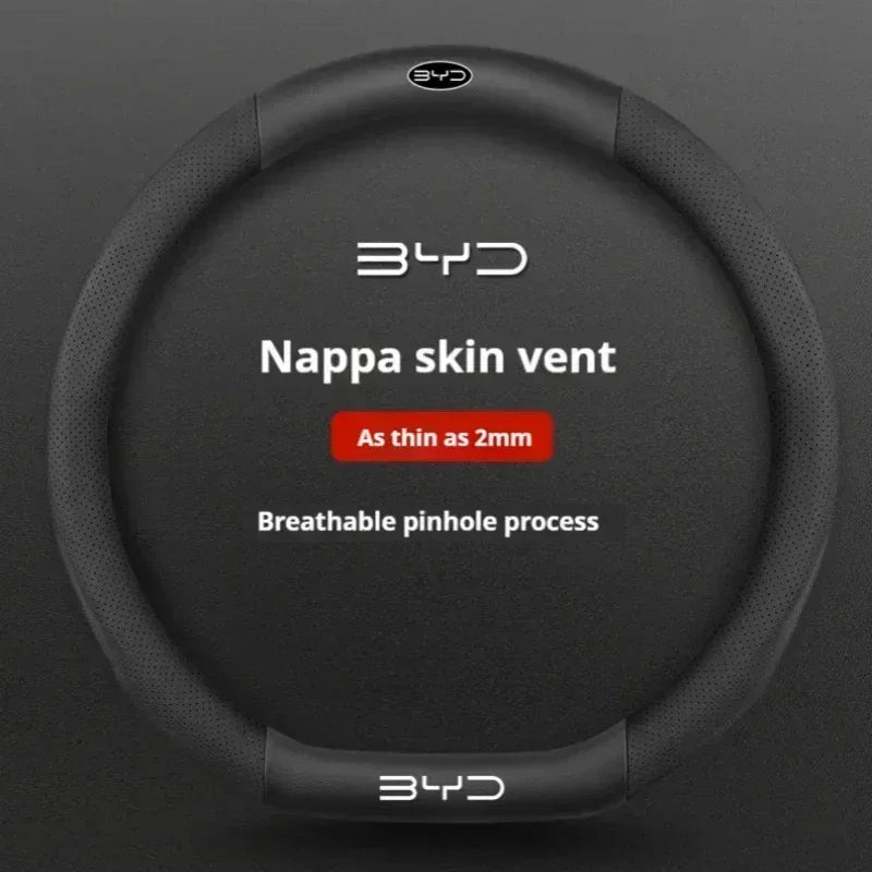 BYD Carbon Fiber Leather Steering Wheel Cover
