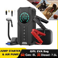 Portable Car Jump Starter with Air Compressor, Jump Starter Battery Pack, 12V Battery Starter with Digital Display Tire Inflator, Battery Booster with Built-in LED Emergency Light