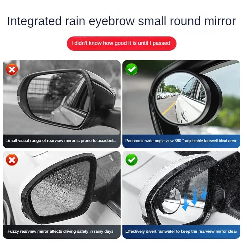 Car Side-View Mirror Rain Visor with Blind Spot Mirror
